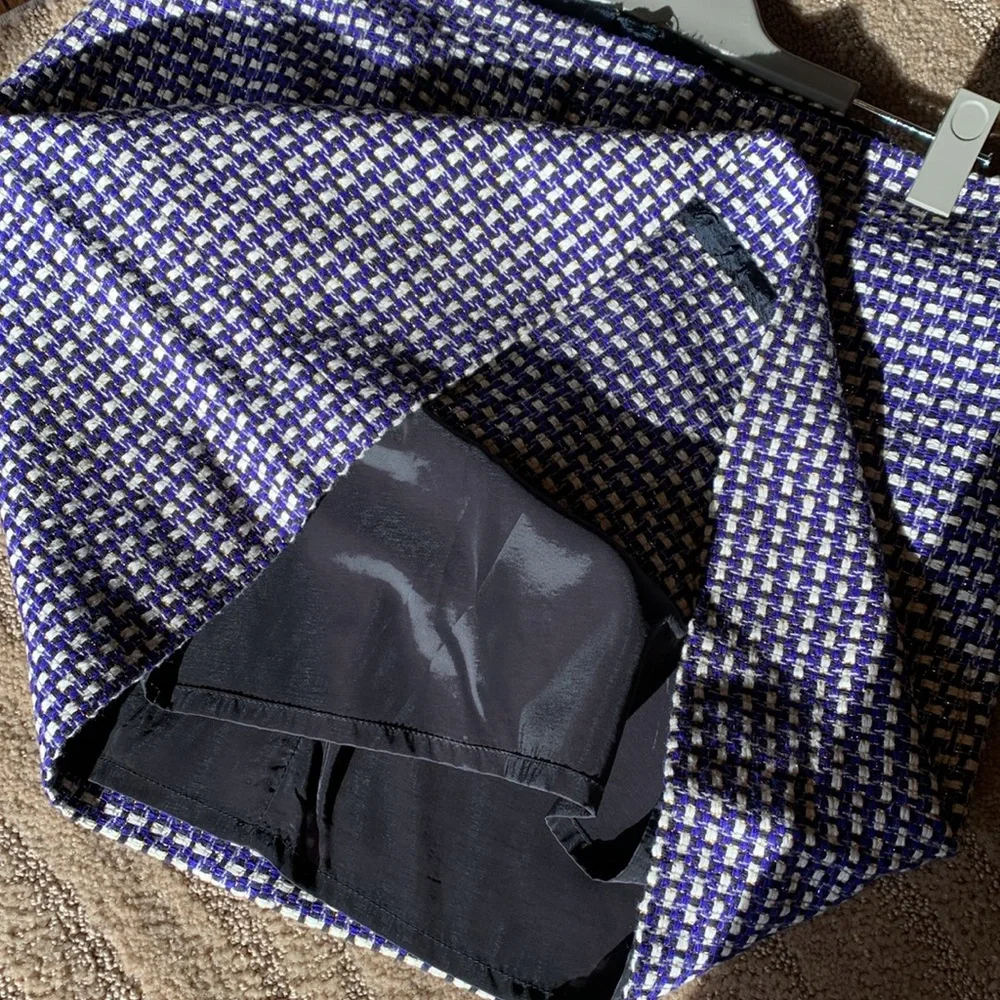 J.Crew Blue White Houndstooth Chic Pencil Skirt‎